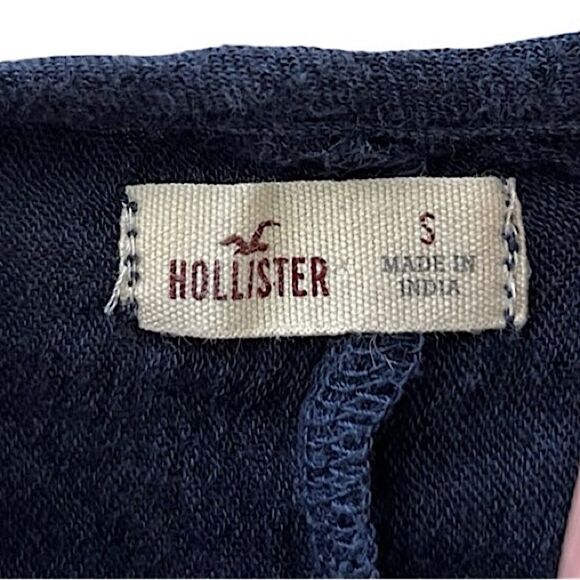 Hollister Boho Embroidered Peasant blouse Navy Blue Juniors Small - Picture 3 of 11